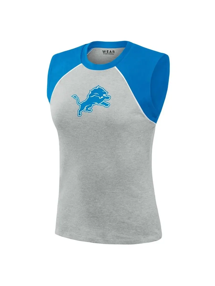 Женский топ-реглан с принтом Detroit Lions WEAR by Erin Andrews — изображение 2 из 4, серый