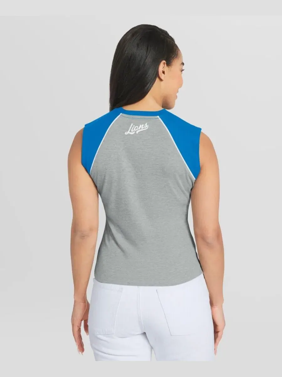 Женский топ-реглан с принтом Detroit Lions WEAR by Erin Andrews — изображение 4 из 4, серый