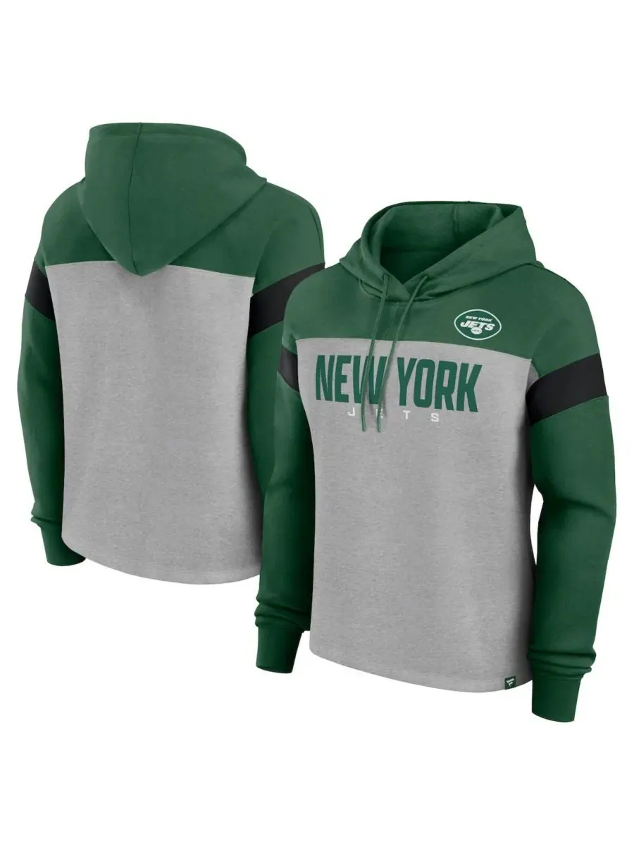 Худи с принтом New York Jets Bold Play Call Fanatics — изображение 1 из 3, серый зеленый