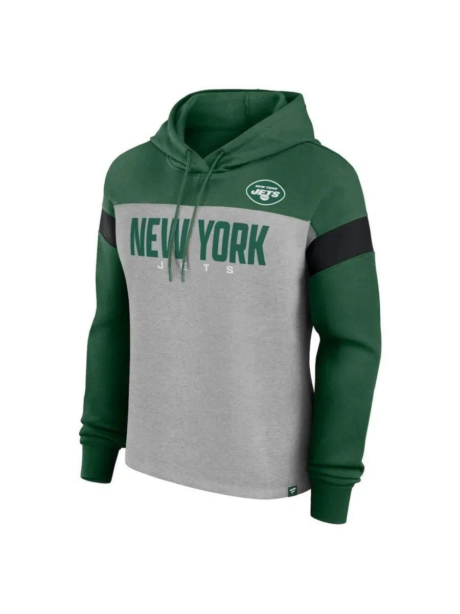 Худи с принтом New York Jets Bold Play Call Fanatics — изображение 3 из 3, серый зеленый