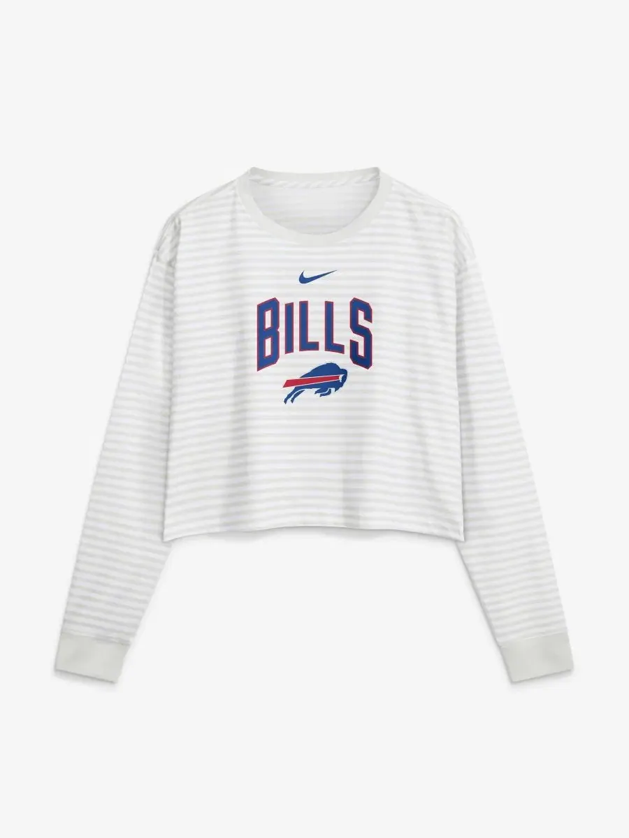 Женский топ-кроп с принтом Buffalo Bills, свободного кроя Nike — изображение 1 из 2, белый серый