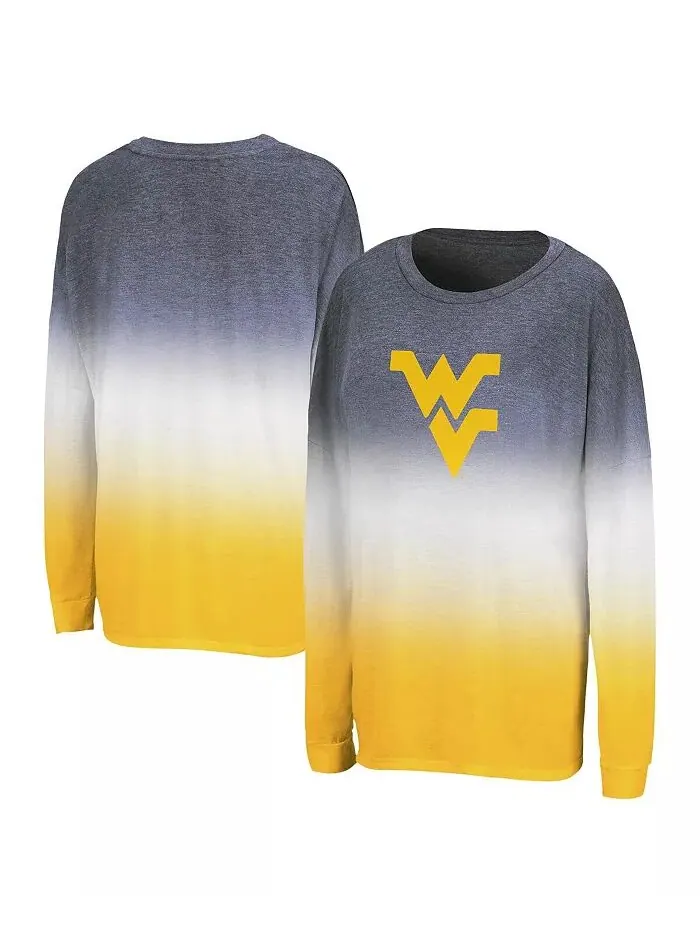 Женская футболка с длинным рукавом Navy West Virginia Mountaineers Winkle Dip Dye Colosseum — изображение 1 из 3