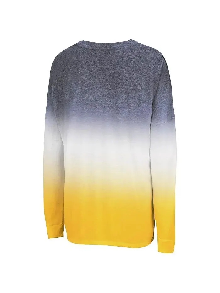 Женская футболка с длинным рукавом Navy West Virginia Mountaineers Winkle Dip Dye Colosseum — изображение 2 из 3