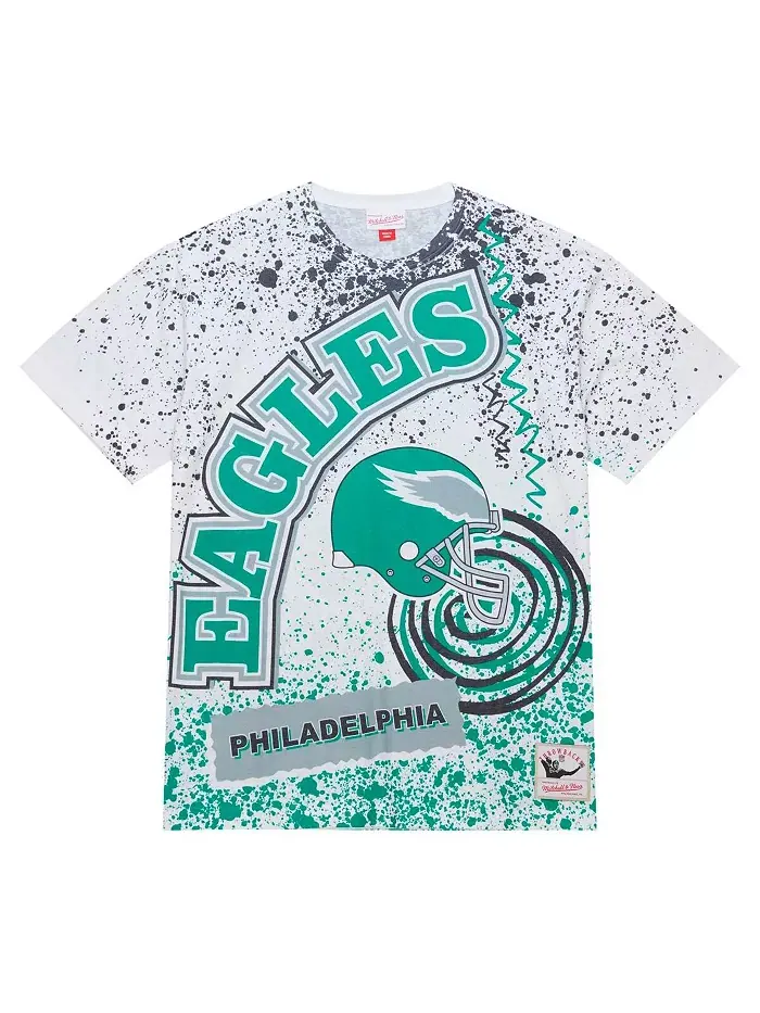 Мужская белая футболка Philadelphia Eagles Big and Tall с принтом по всей поверхности Mitchell & — изображение 2 из 3