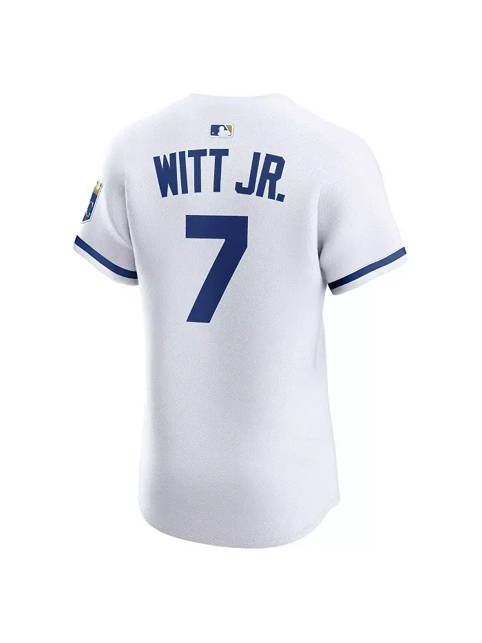 Мужская белая элитная домашняя футболка Kansas City Royals Bobby Witt Jr Nike — изображение 3 из 3