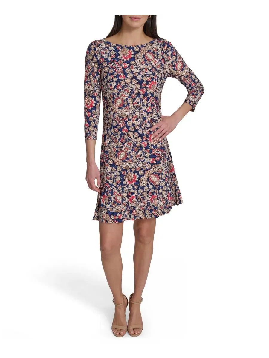 Платье-трапеция Petite Jersey Pull-On Shift Dress Tommy Hilfiger, Sky Captain Tannin — изображение 1 из 5