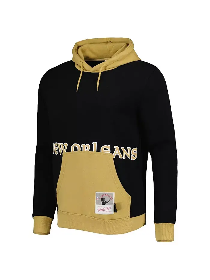 Мужская черная толстовка New Orleans Saints Big Face 5.0 с капюшоном Mitchell & Ness — изображение 3 из 3