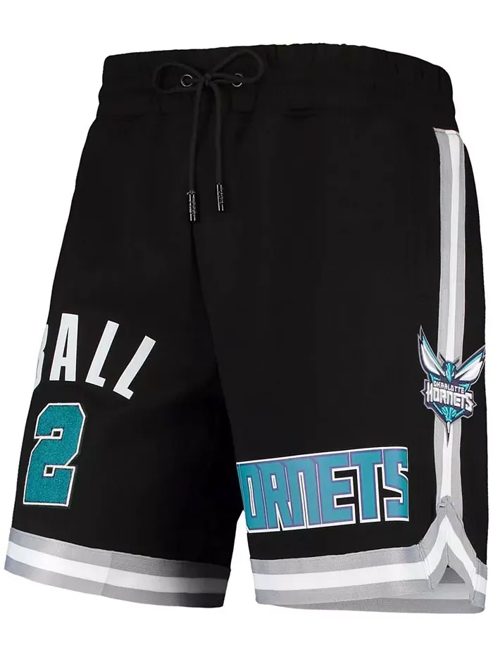 Мужские шорты команды Charlotte Hornets с именем игрока LaMelo Ball, черные Pro Standard — изображение 2 из 4