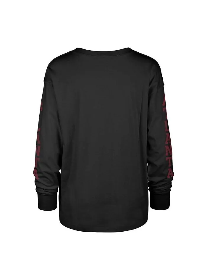 Женская черная рваная футболка с длинным рукавом Atlanta Falcons Tom Cat '47 Brand — изображение 2 из 3, черный