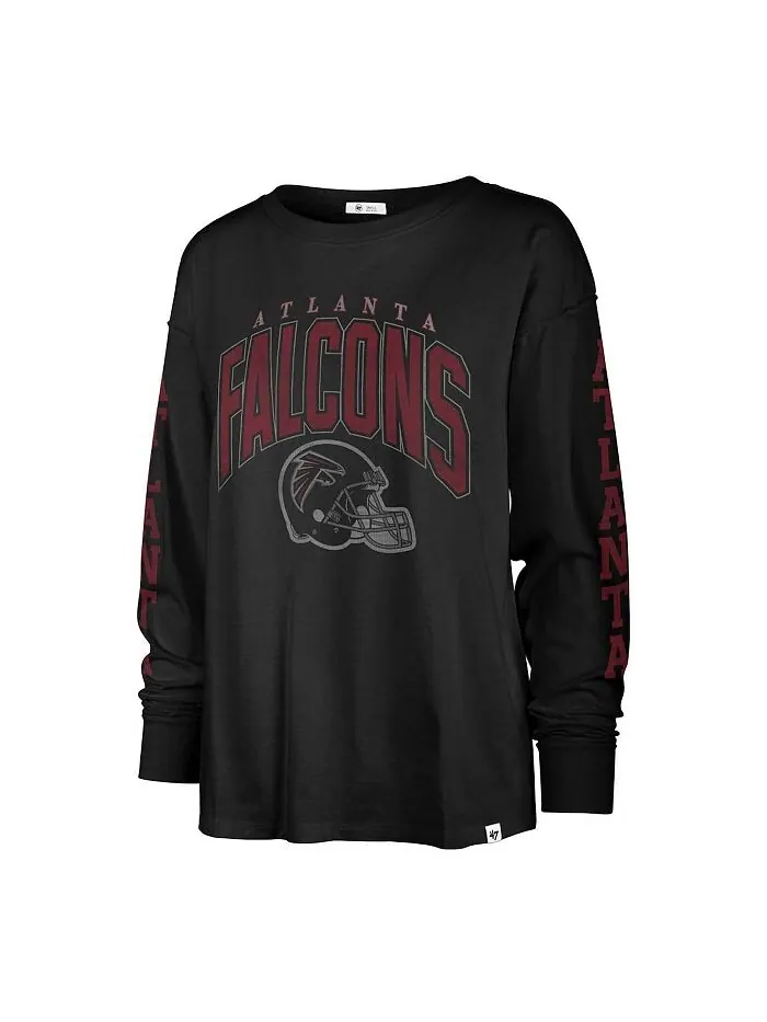 Женская черная рваная футболка с длинным рукавом Atlanta Falcons Tom Cat '47 Brand — изображение 3 из 3, черный