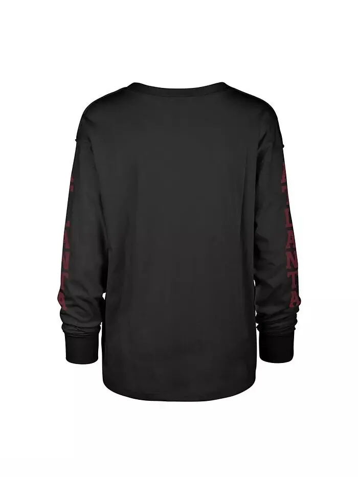 Женская черная рваная футболка с длинным рукавом Atlanta Falcons Tom Cat '47 Brand — изображение 2 из 3