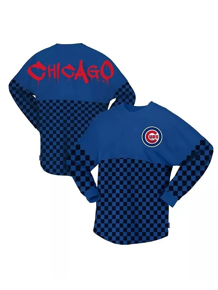 Женская футболка с длинным рукавом с принтом в клетку Royal Chicago Cubs Fanatics — изображение 1 из 3