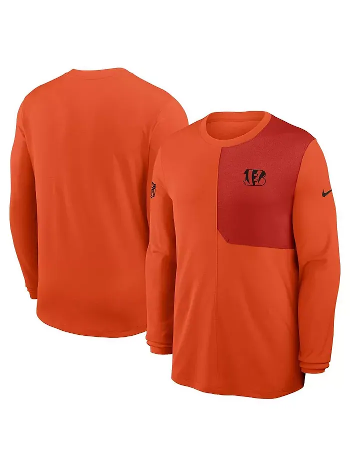 Мужская оранжевая футболка с длинным рукавом Cincinnati Bengals Sideline Coach UV Performance Nike — изображение 1 из 3