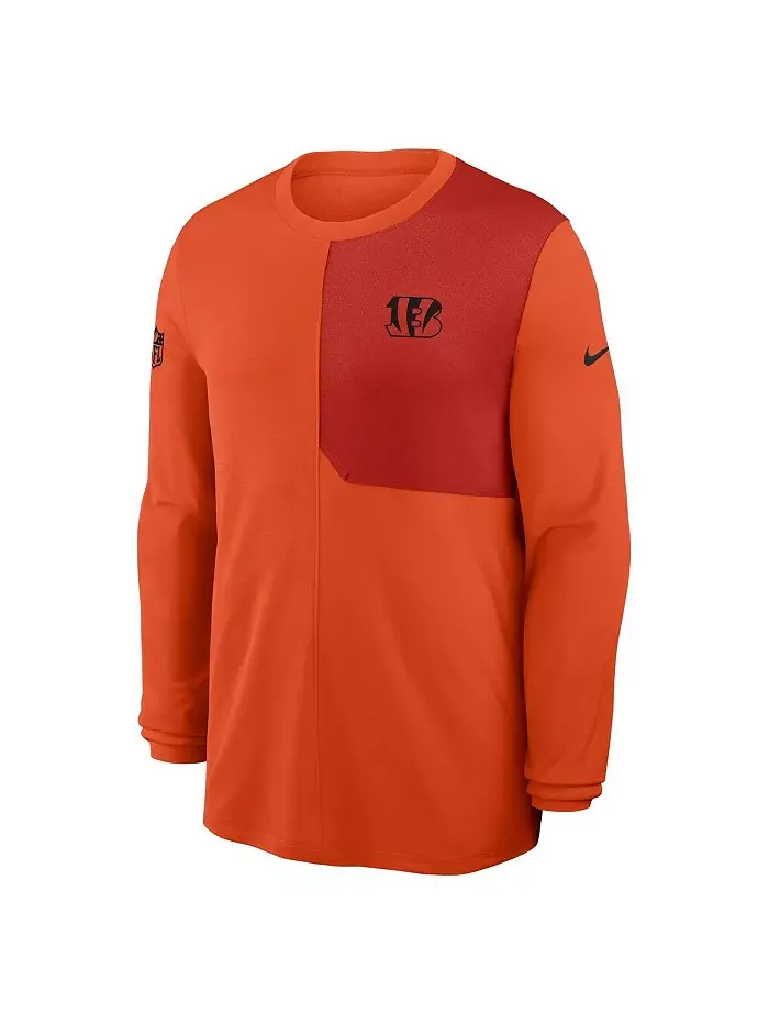Мужская оранжевая футболка с длинным рукавом Cincinnati Bengals Sideline Coach UV Performance Nike — изображение 2 из 3