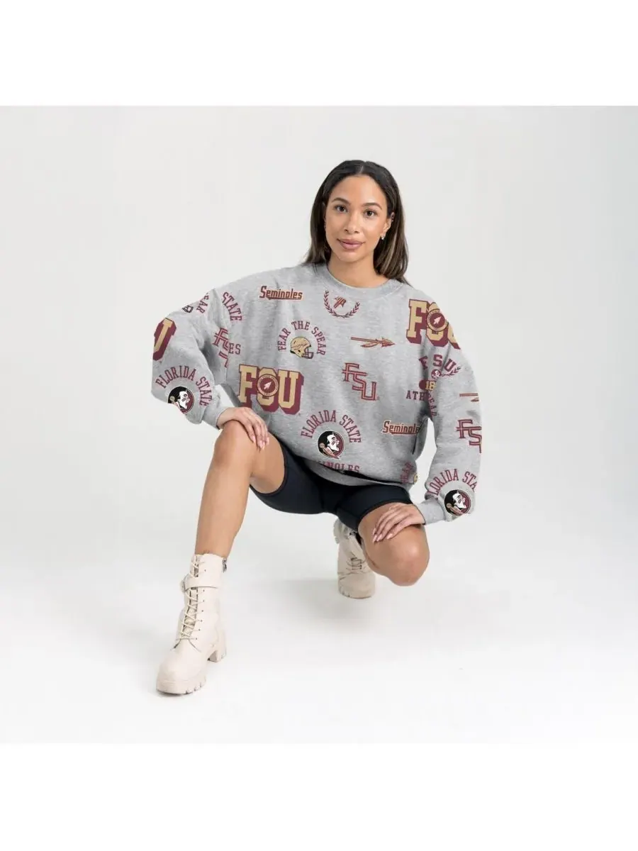Gameday Couture Женская серая флисовая толстовка Florida State Seminoles Always on Repeat — изображение 2 из 4, серый