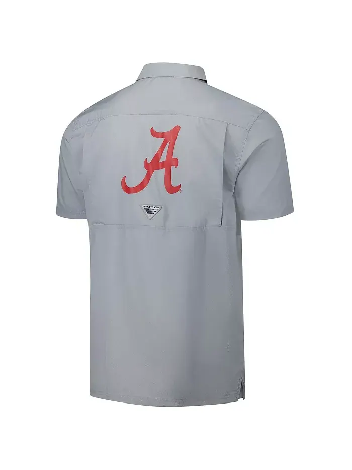 Мужская серая рубашка Alabama Crimson Tide PFG Slack Tide Omni-Shade с пуговицами в стиле кэмп — изображение 3 из 3