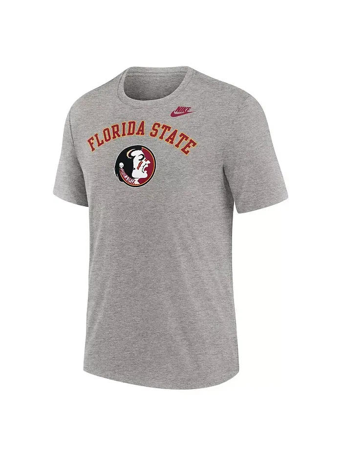 Мужская футболка Heather Gray Florida State Seminoles Legacy Arch Tri-Blend Nike — изображение 2 из 3