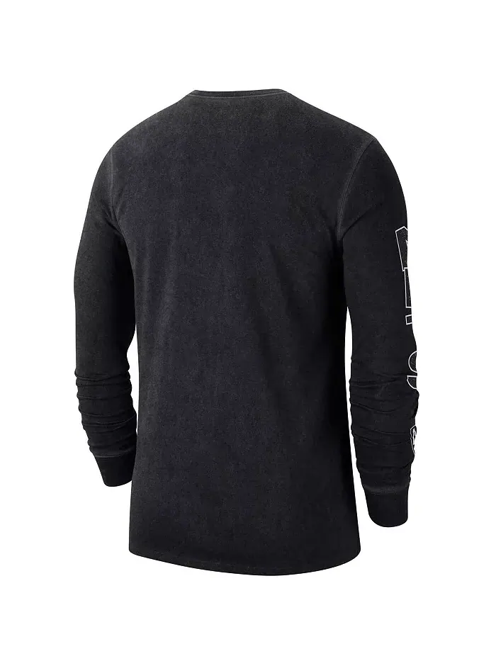 Мужская черная футболка с длинным рукавом Brooklyn Nets Courtside Retro Elevated в стиле distressed — изображение 2 из 3