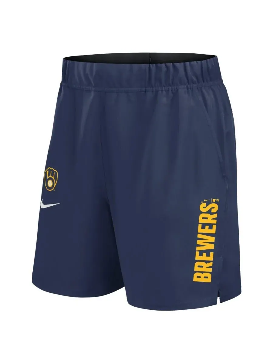 Nike Мужские темно-синие шорты Milwaukee Brewers Woven Victory Performance Shorts — изображение 2 из 3, темно-синий