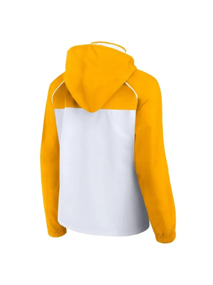 Fanatics Женская бело-золотая куртка-анорак Los Angeles Lakers с рукавами реглан и капюшоном на — изображение 2 из 3