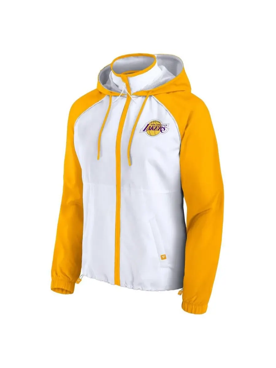 Fanatics Женская бело-золотая куртка-анорак Los Angeles Lakers с рукавами реглан и капюшоном на — изображение 3 из 3