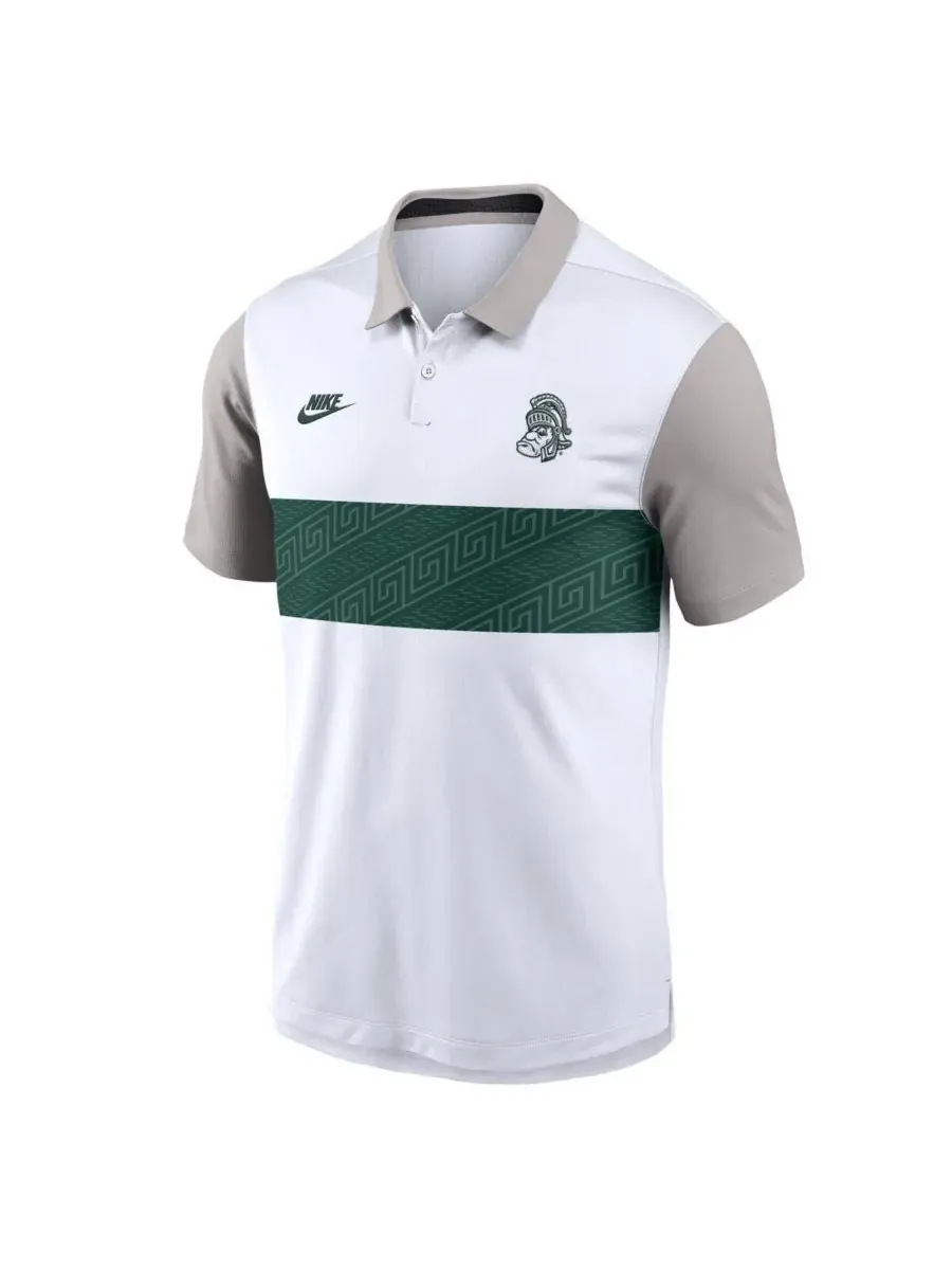Nike Мужская белая/серая поло-рубашка Michigan State Spartans Athletic Prep Legacy Logo Vapor — изображение 2 из 3