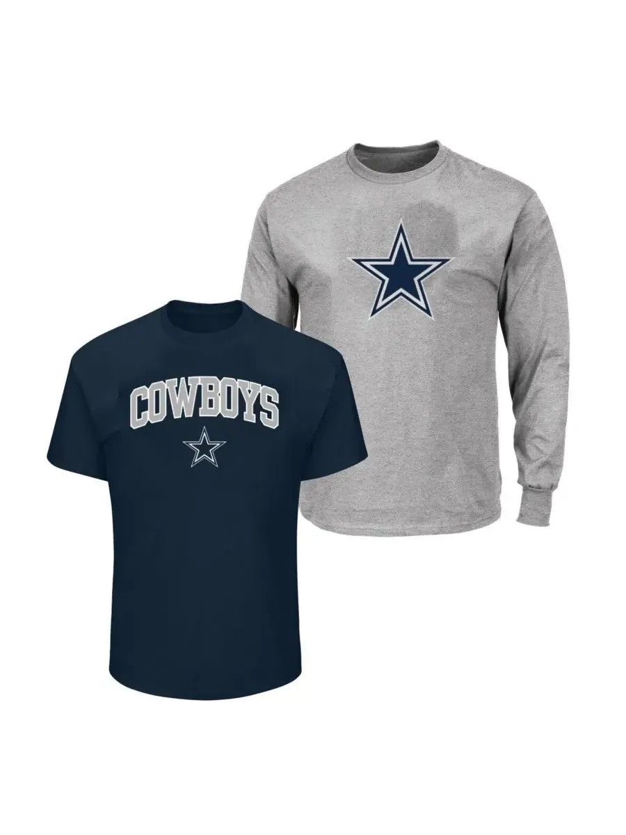 Fanatics Комплект из двух мужских футболок Dallas Cowboys темно-синего и светло-серого цвета — изображение 1 из 1