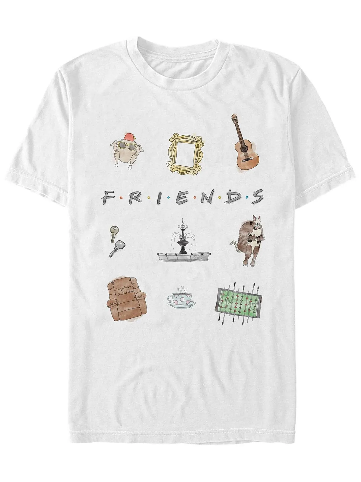 Мужская футболка с коротким рукавом friends sketch icons Fifth Sun — изображение 1 из 1, белый
