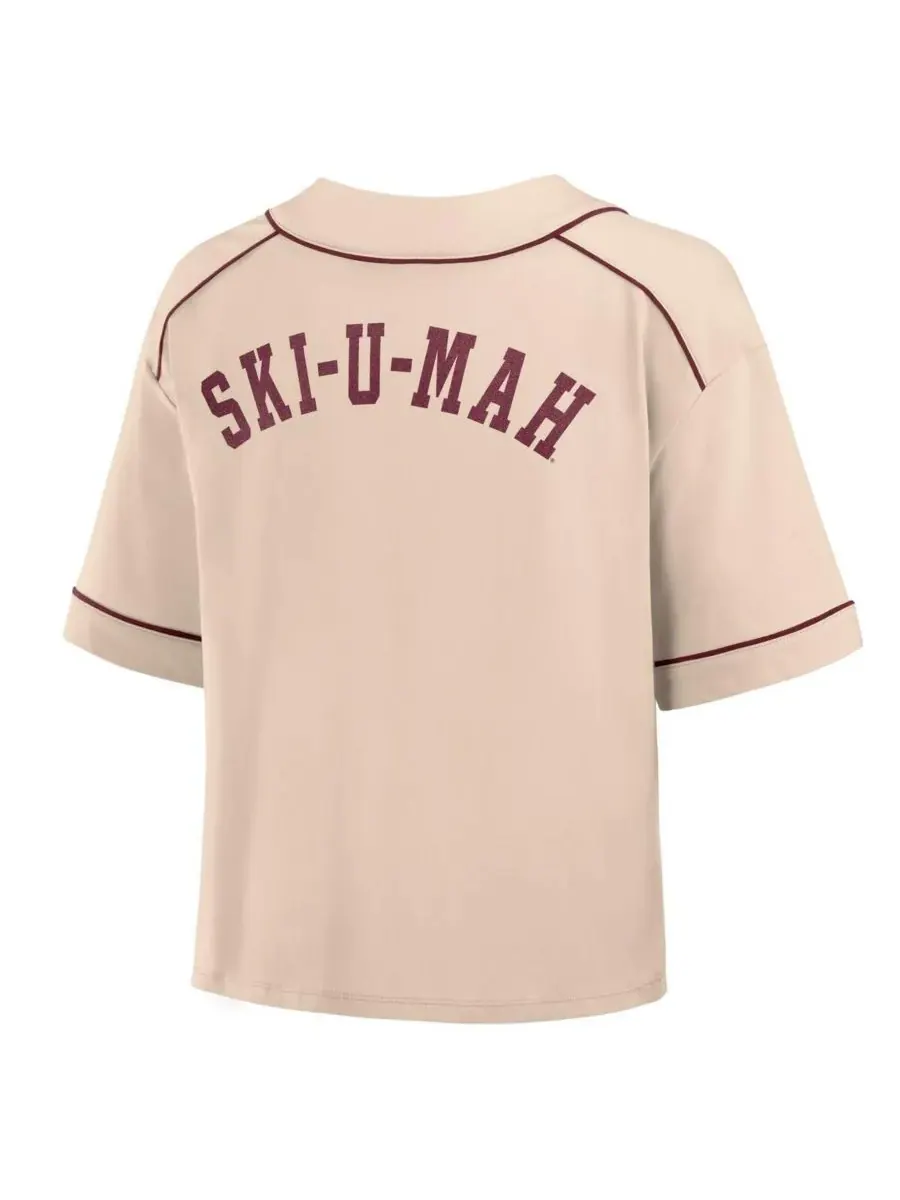 Fanatics Женская футболка укороченная с V-образным вырезом Minnesota Golden Gophers Oversized — изображение 2 из 3, бежевый