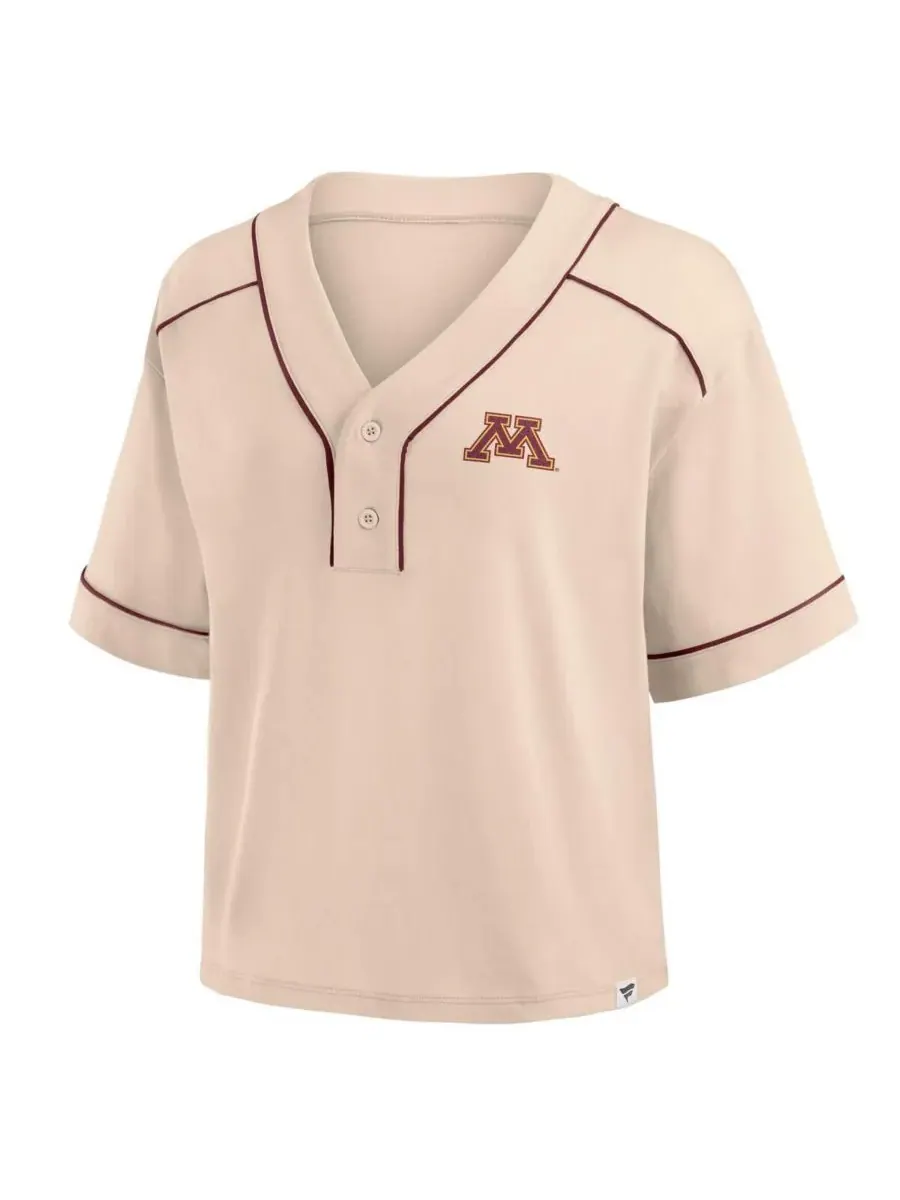 Fanatics Женская футболка укороченная с V-образным вырезом Minnesota Golden Gophers Oversized — изображение 3 из 3, бежевый