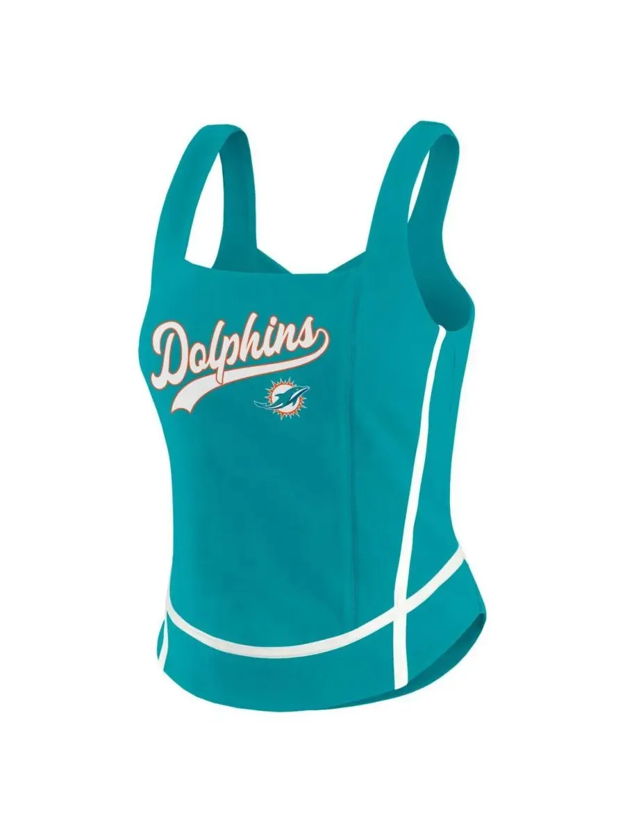 Женская майка Aqua Miami Dolphins с квадратным вырезом WEAR by Erin Andrews — изображение 2 из 3, голубой