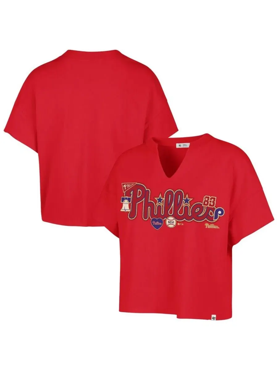 Футболка оверсайз с вырезом лодочка Philadelphia Phillies Stoney Clover Lane '47 Brand — изображение 1 из 3, красный