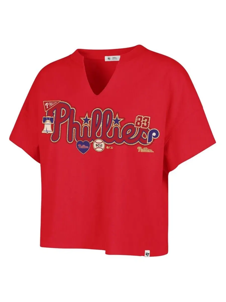 Футболка оверсайз с вырезом лодочка Philadelphia Phillies Stoney Clover Lane '47 Brand — изображение 2 из 3, красный