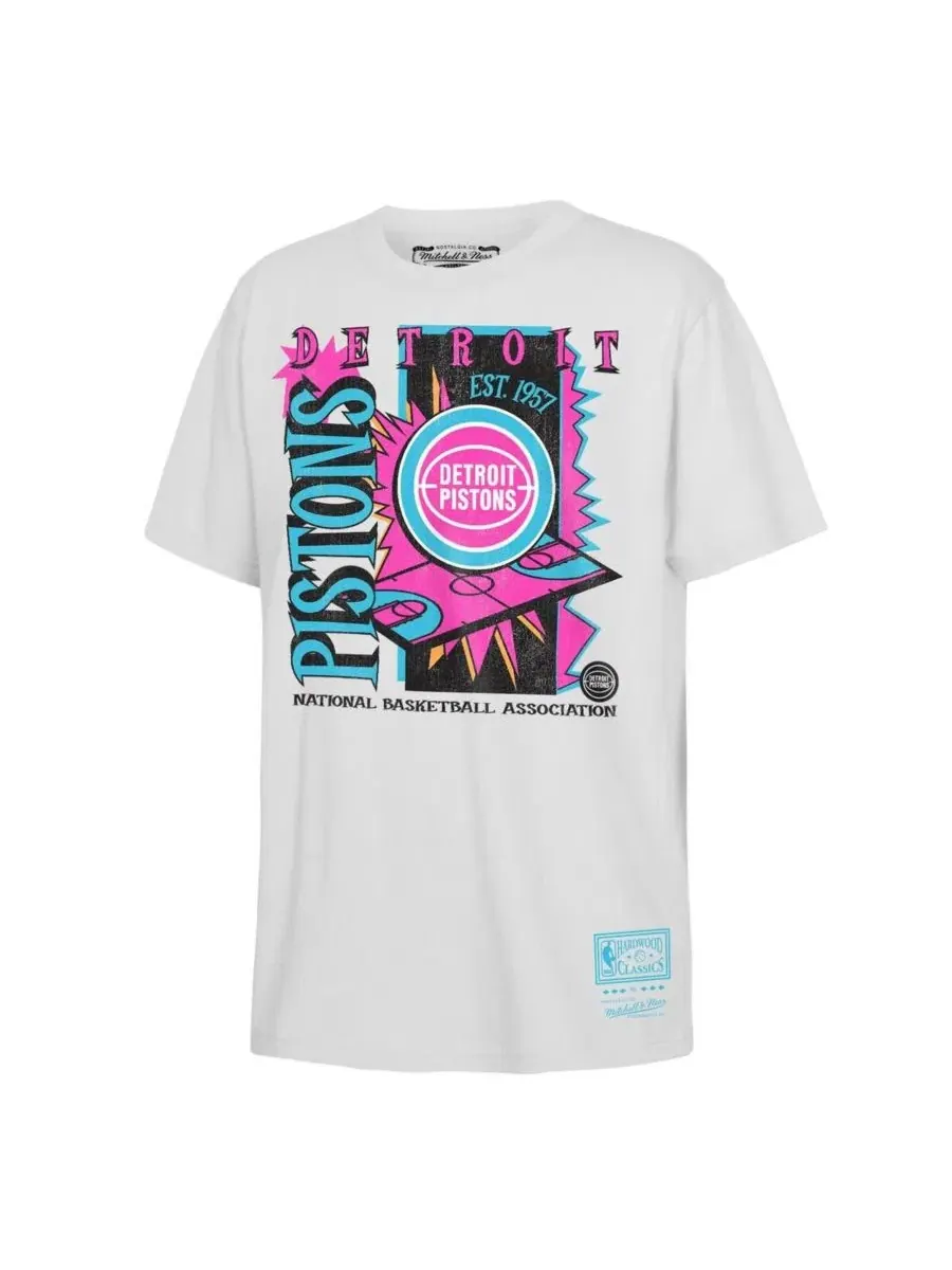 Футболка с принтом Neon Court Shock Mitchell & Ness — изображение 1 из 1, белый