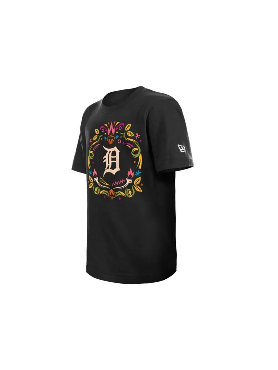 Футболка с принтом Detroit Tigers Día de los Muertos New Era — изображение 3 из 5, черный