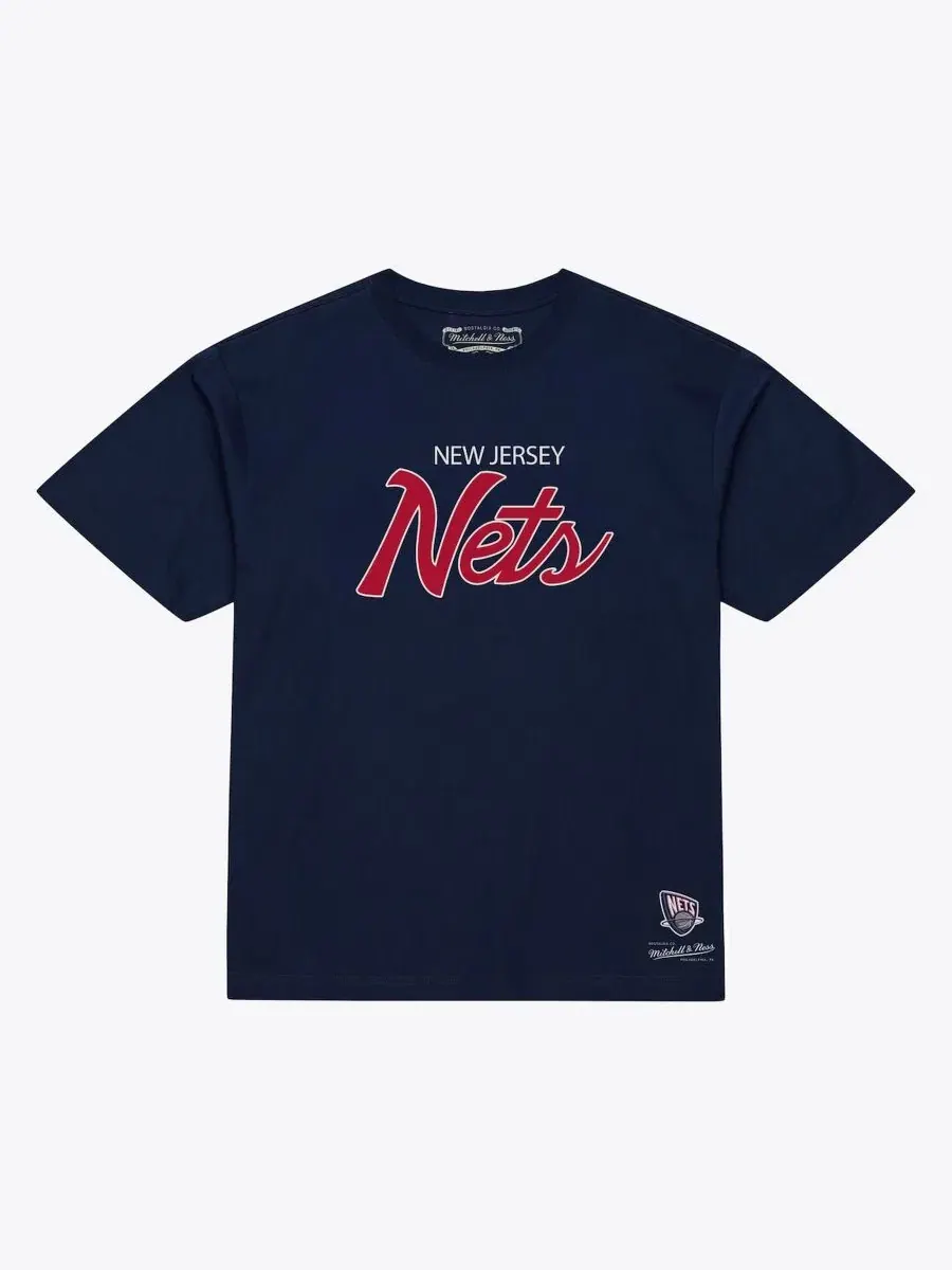 Футболка с принтом Vintage Wordmark Mitchell & Ness — изображение 1 из 2, темно-синий