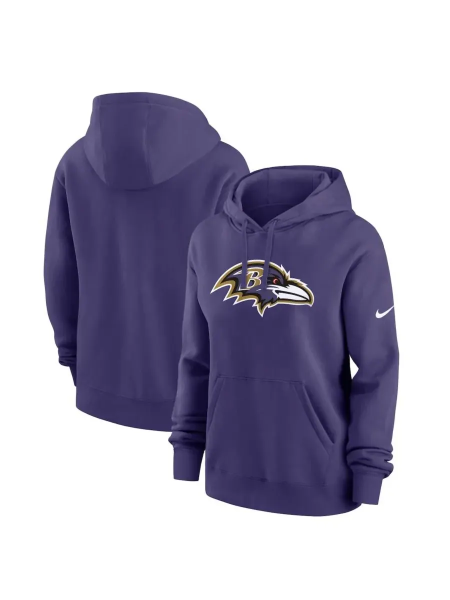 Nike Женская фиолетовая флисовая толстовка с капюшоном в стиле Baltimore Ravens Club — изображение 1 из 3, фиолетовый