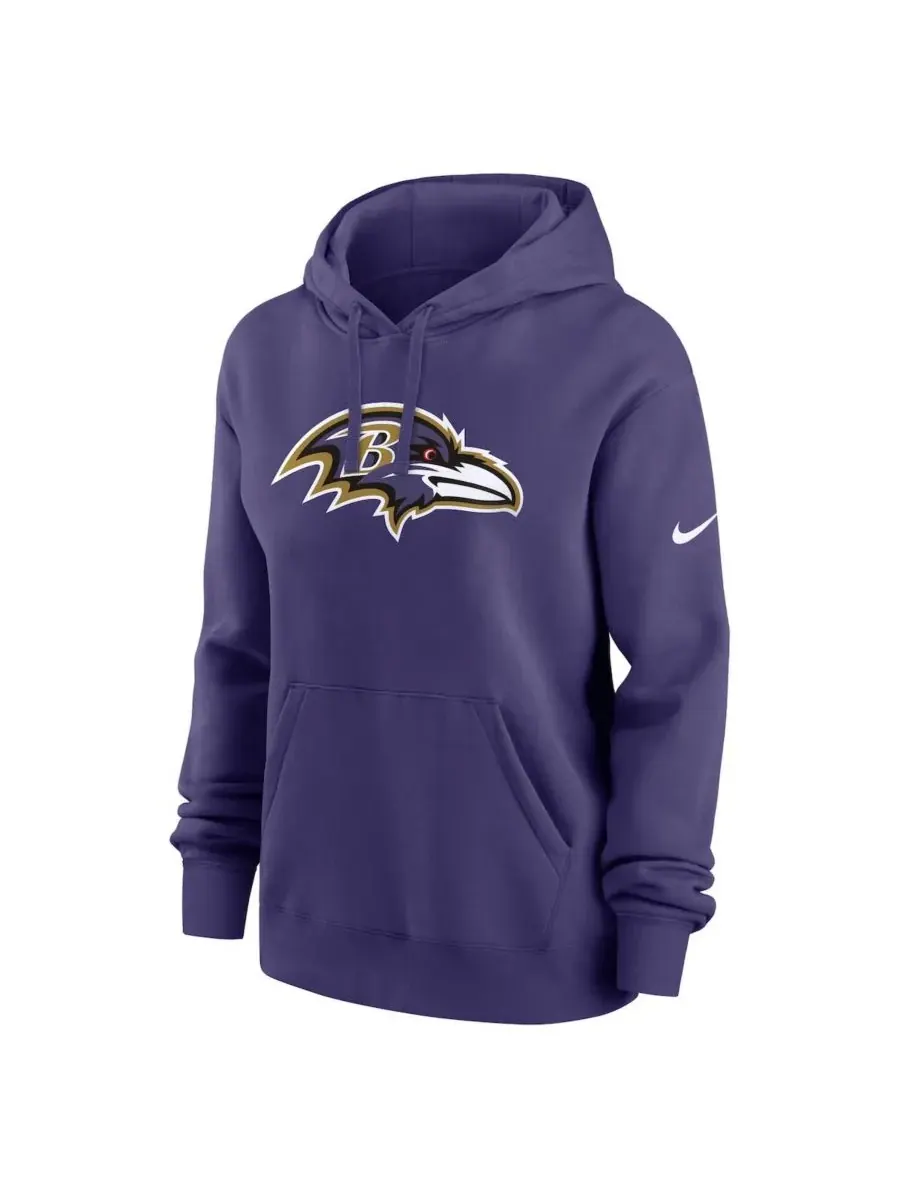 Nike Женская фиолетовая флисовая толстовка с капюшоном в стиле Baltimore Ravens Club — изображение 2 из 3, фиолетовый