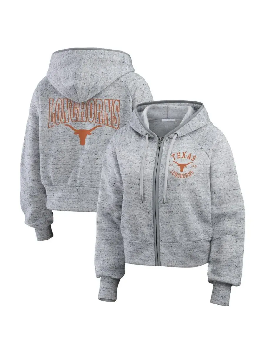 WEAR by Erin Andrews Женская толстовка на молнии с рукавами реглан и принтом "Техас Лонгхорнс" — изображение 1 из 5, серый