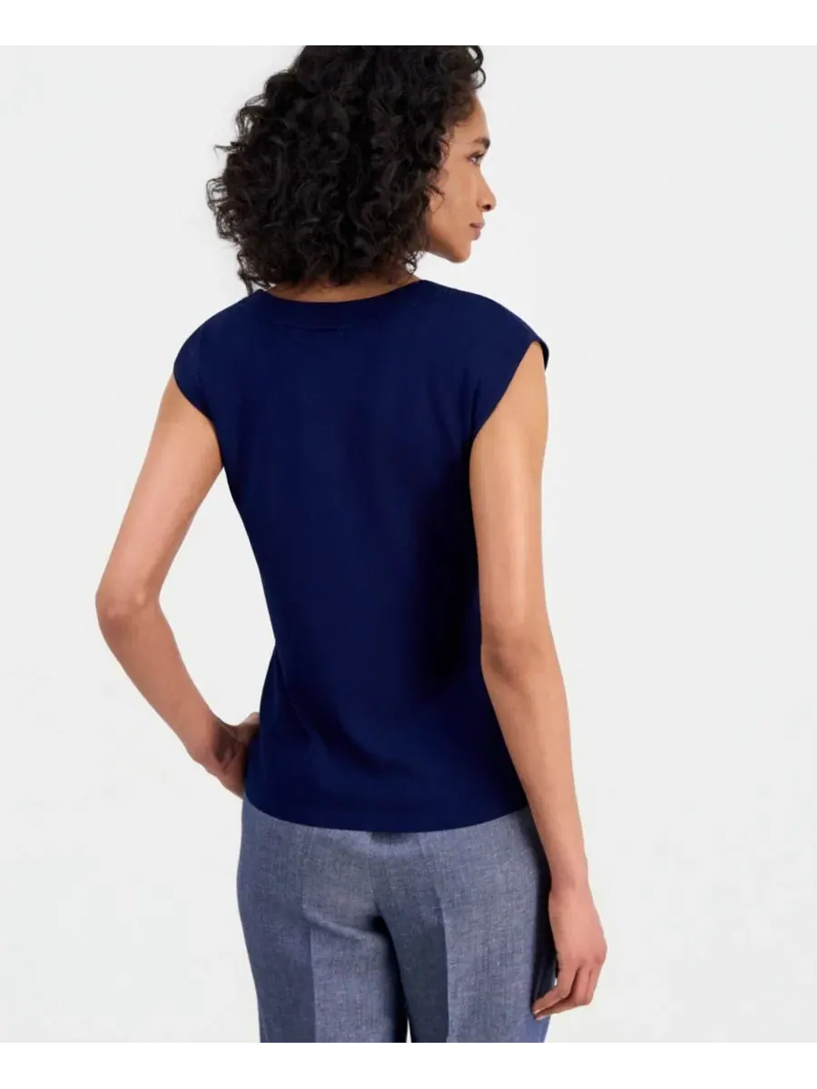 Женский топ без рукавов с круглым V-образным вырезом Anne Klein, Distant Mountain — изображение 2 из 3