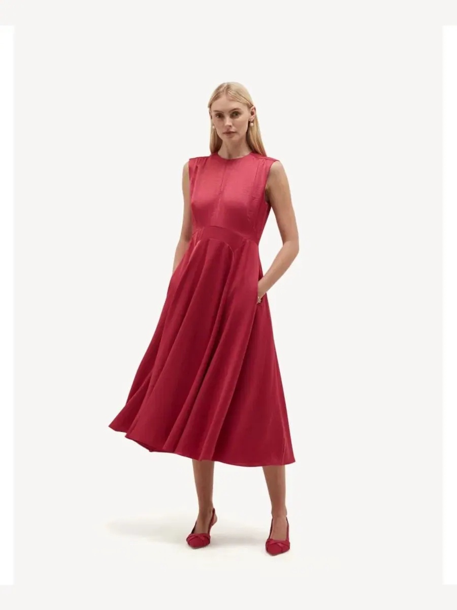 Платье миди без рукавов Isobel Midi Hobbs London, Mulberrypink — изображение 3 из 5