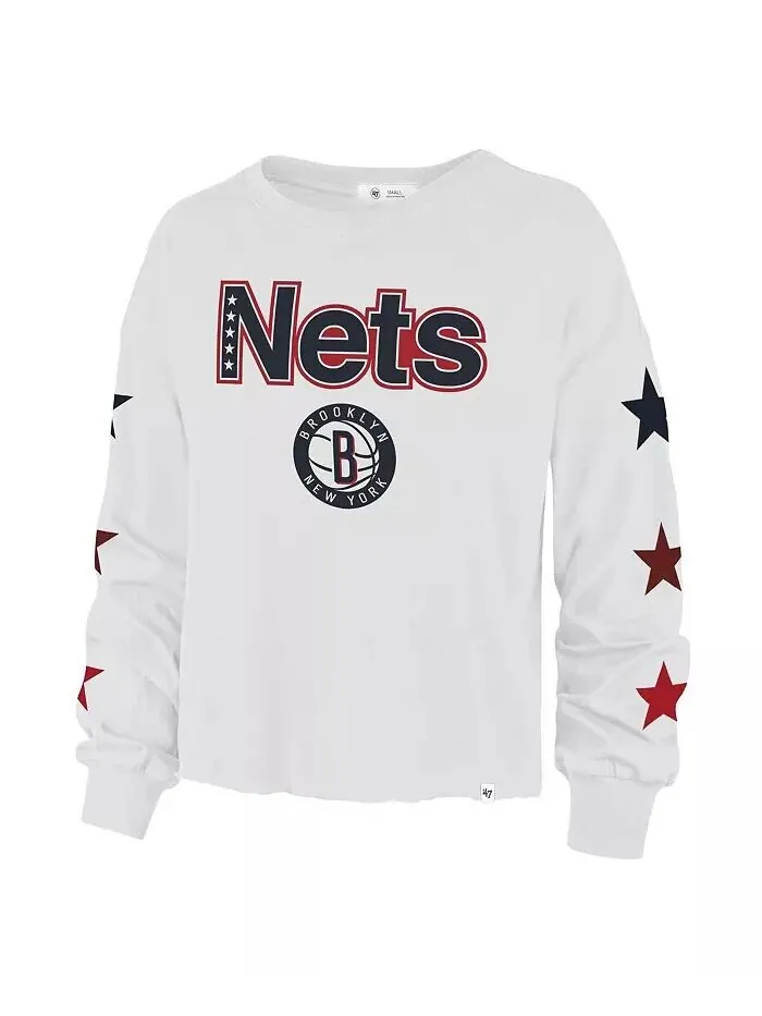 Женская белая футболка Brooklyn Nets 2021/22 City Edition Call Up Parkway '47 с длинным рукавом '47 — изображение 2 из 3