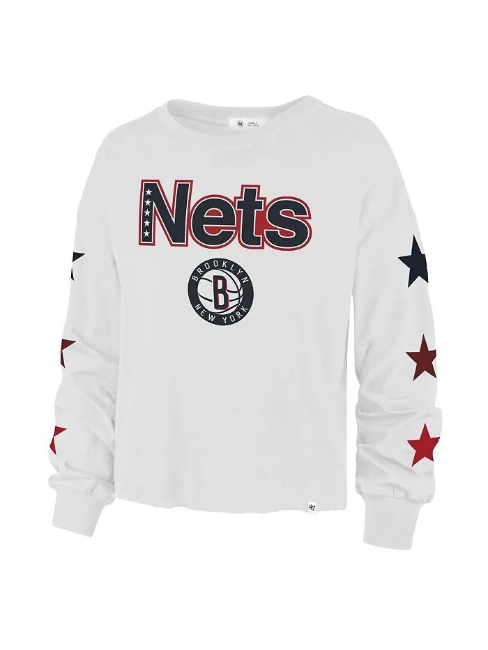 Женская белая футболка Brooklyn Nets 2021/22 City Edition Call Up Parkway '47 с длинным рукавом '47 — изображение 2 из 3