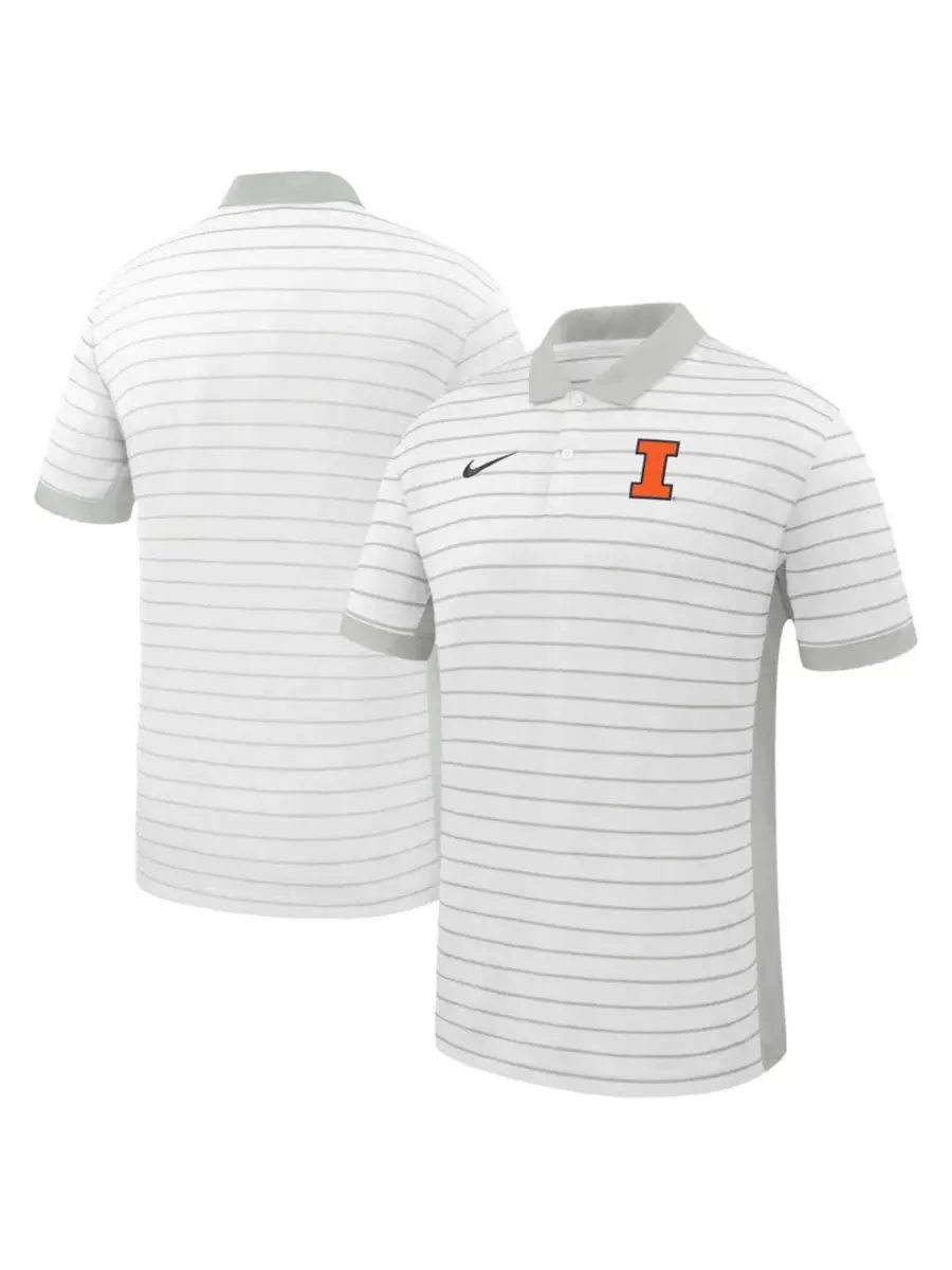 Поло Nike Dri-FIT с вышивкой Illinois Fighting Illini, Victory Stripe — изображение 1 из 3, белый