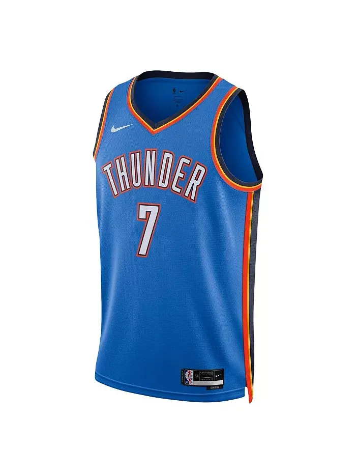 Унисекс баскетбольная майка Chet Holmgren Oklahoma City Thunder синяя в стиле свингмен - коллекция — изображение 3 из 3