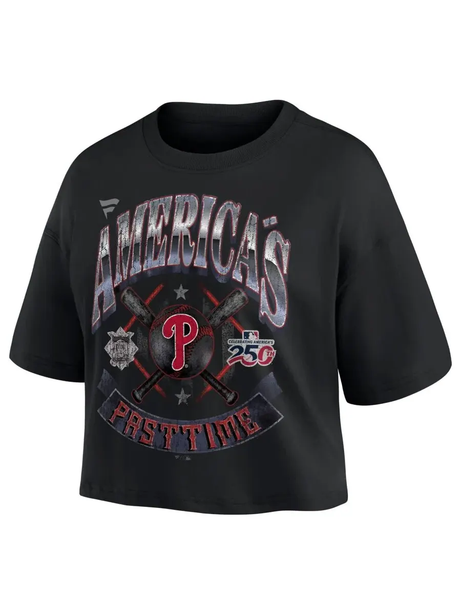 Футболка женская с принтом Philadelphia Phillies Celebrating America's 250th Fanatics — изображение 2 из 3, черный