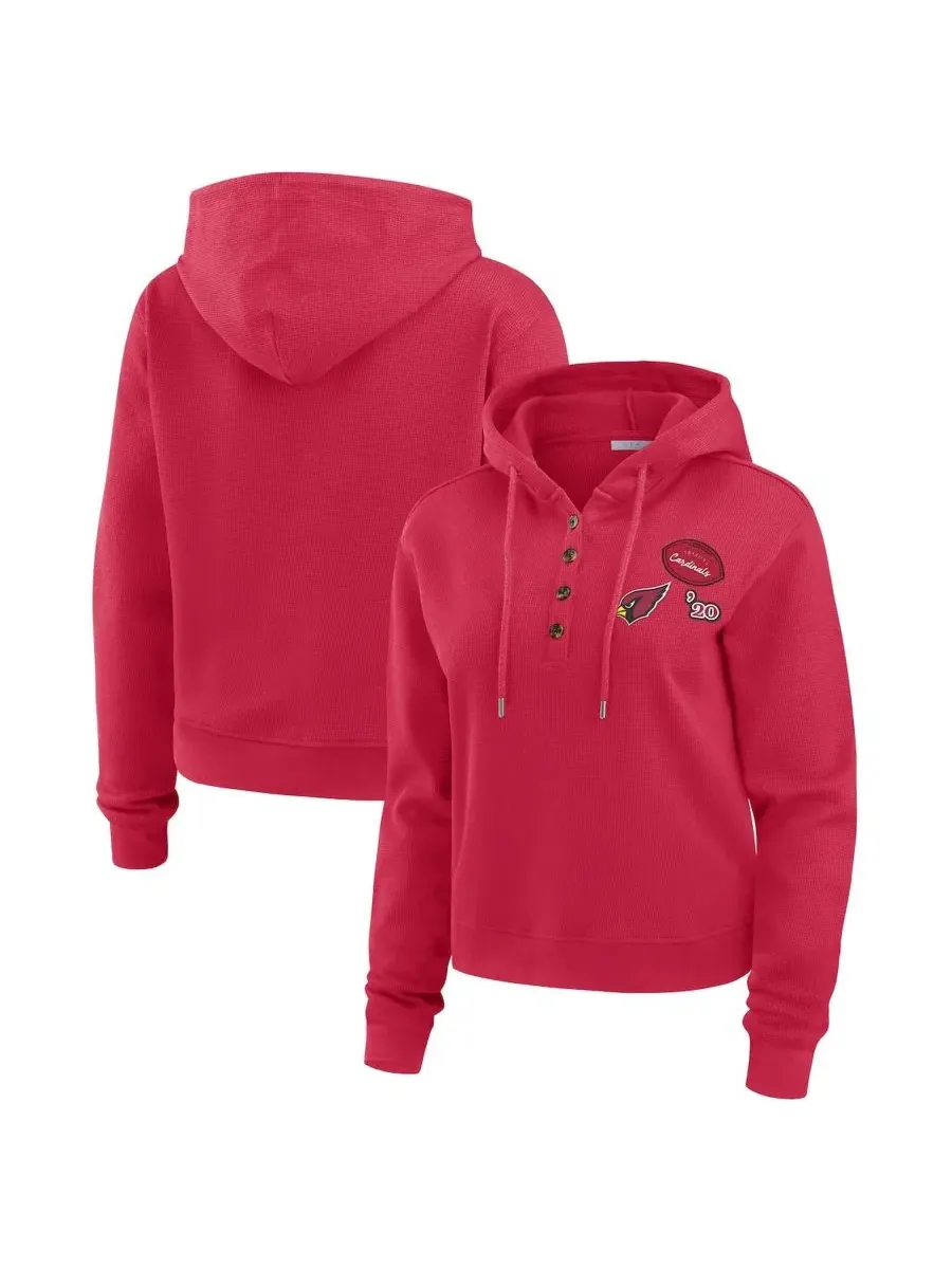 Женская футерная кофта-худи с капюшоном Waffle Hoodie Pullover WEAR by Erin Andrews — изображение 1 из 4, красный