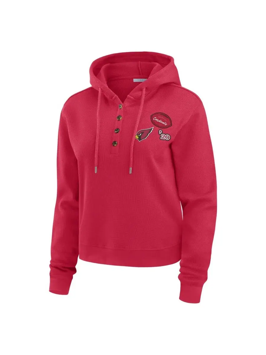 Женская футерная кофта-худи с капюшоном Waffle Hoodie Pullover WEAR by Erin Andrews — изображение 2 из 4, красный