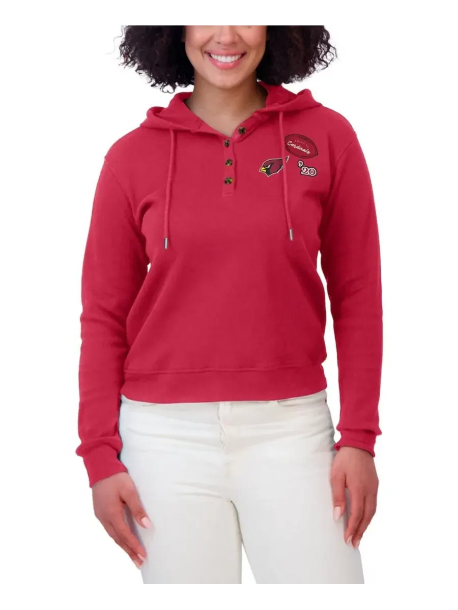Женская футерная кофта-худи с капюшоном Waffle Hoodie Pullover WEAR by Erin Andrews — изображение 4 из 4, красный