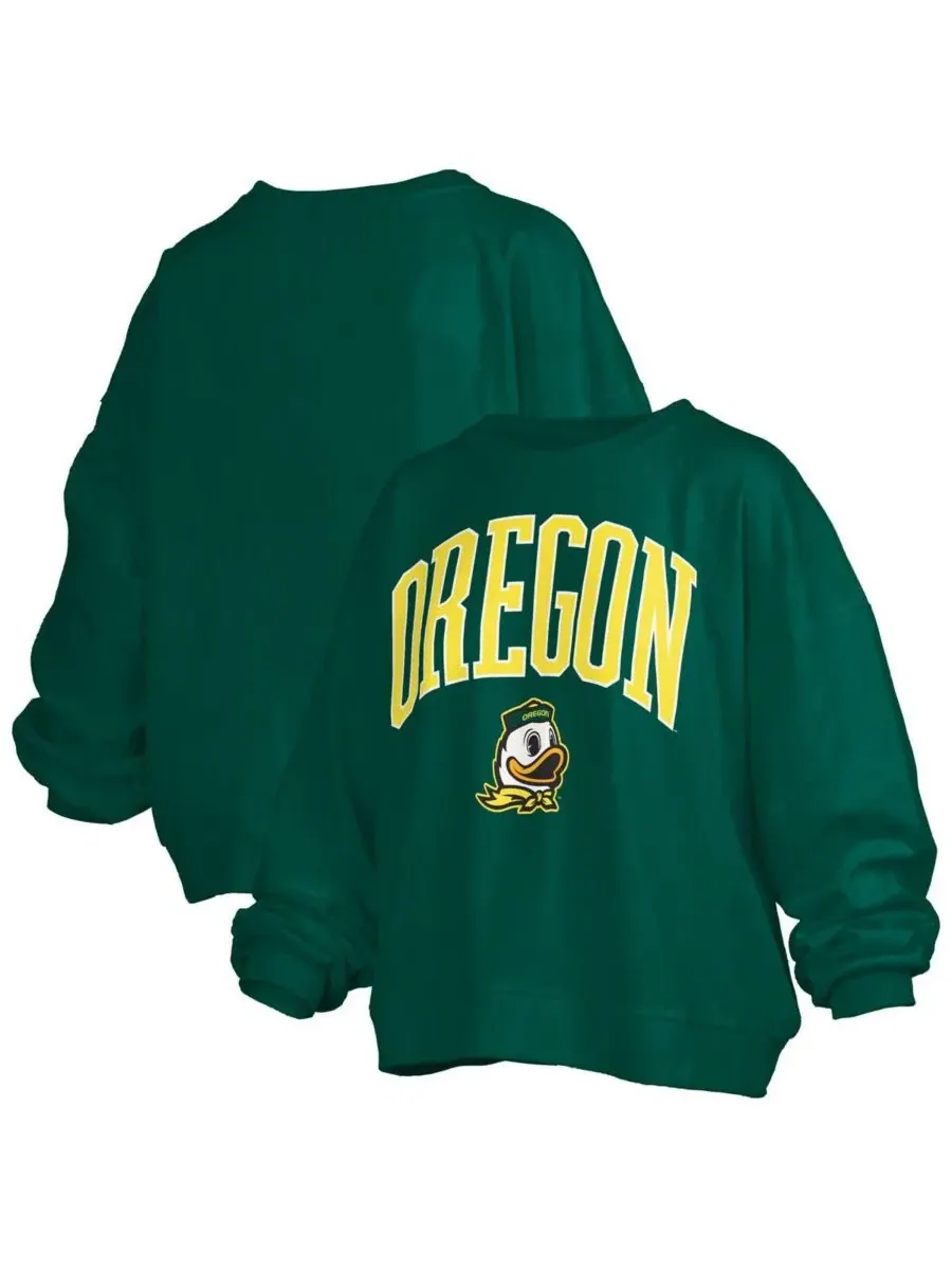 Свитшот оверсайз с логотипом Oregon Ducks Janise Arch Over Logo Pressbox — изображение 1 из 3, зеленый